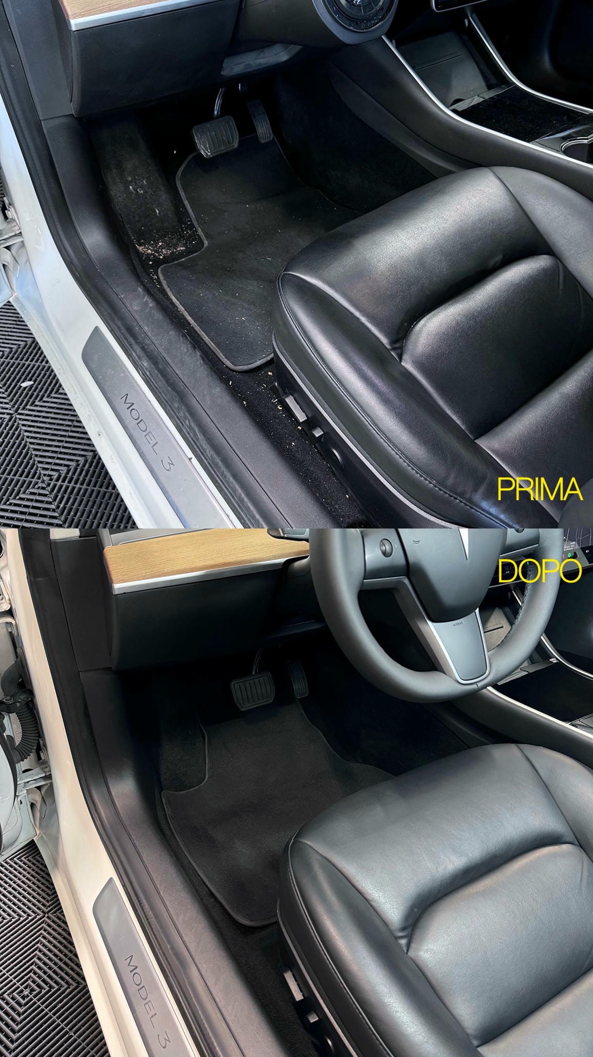 Detailing interni - Tesla Model 3 Prima e Dopo
